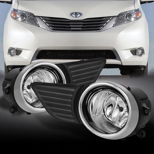 10-13 sienna base ce le xle limited edition clear bumper fog lights w/switch