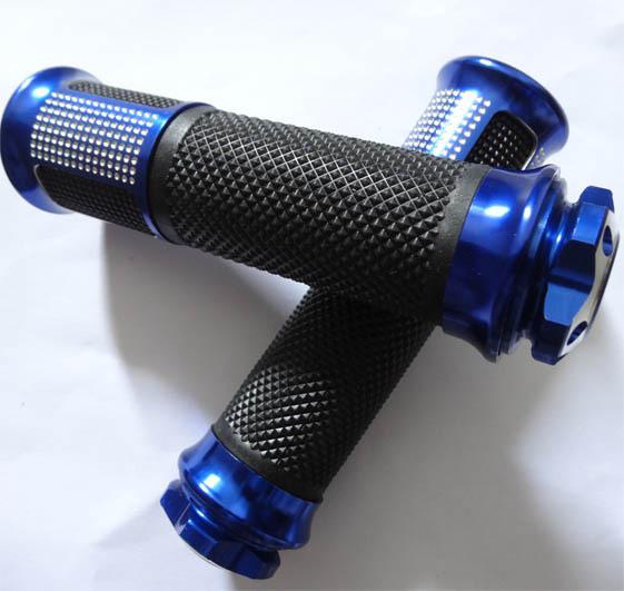 Motorcycle 7/8" aluminum handle bar hand grips blue