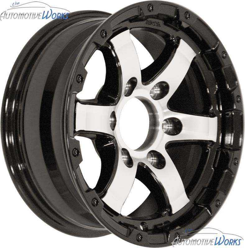 1 - 16x6 sendel t08 trailer 8x165.1 8x6.5 0mm gloss black machined wheel rim 16"