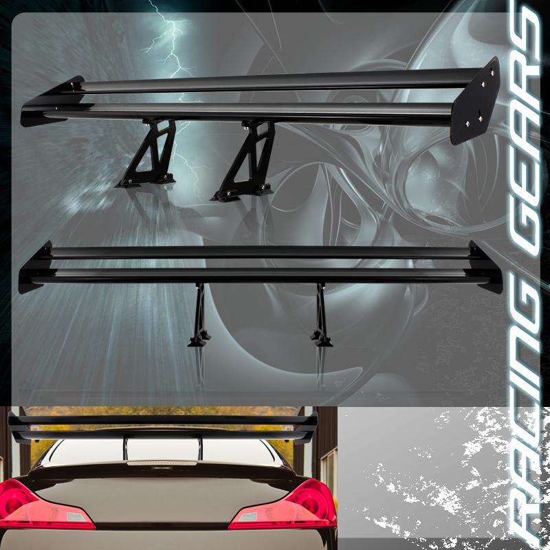 Universal 55" gt style black aluminum rear trunk lid double deck spoiler wing