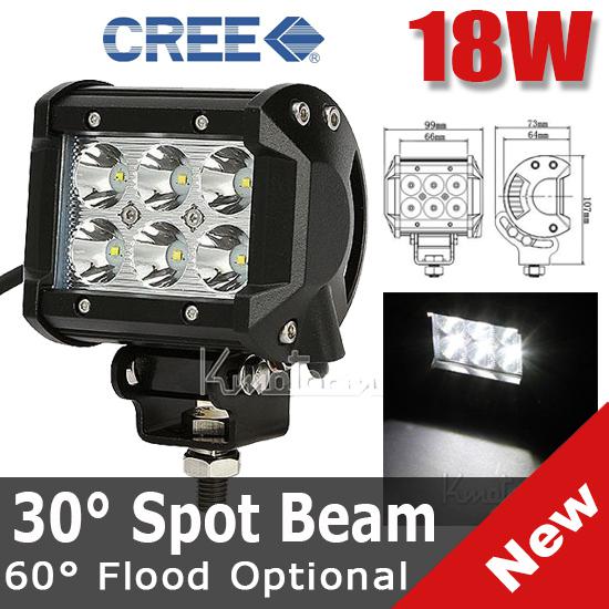 18w 4“ 6 cree leds work offroad lamp light truck dual row pickup wagon van ip67