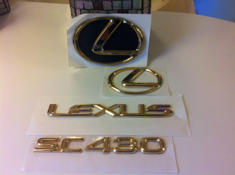 02-10 oem new lexus sc430 emblem kit 24k gold complete 2003 2004 2005 06 07 08 9