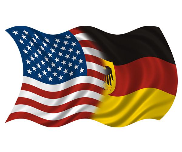 American german waving flag decal 5"x3" usa germany vinyl sticker (rh) zu1