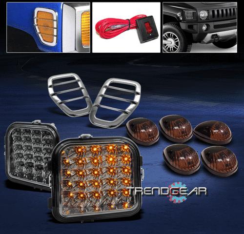 06-10 hummer h3 led smoke corner+cab roof running+side marker cover light signal