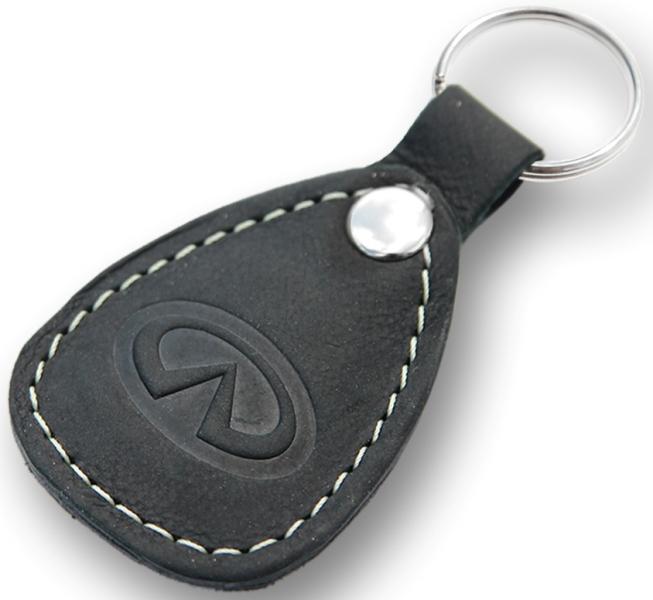 New leather black / white keychain car logo infiniti auto emblem keyring