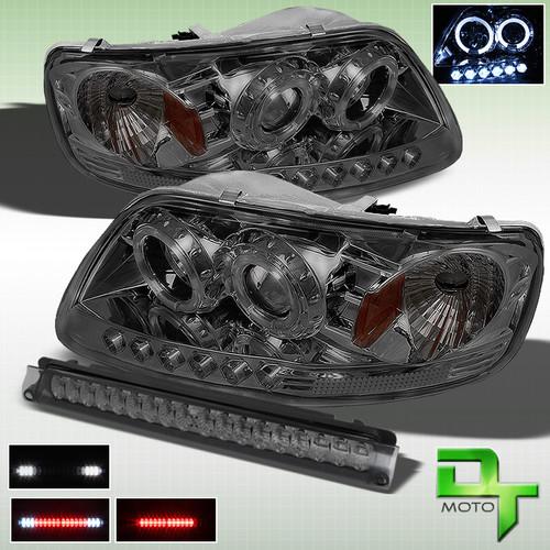 97-03 f150 97-99 f250 led smoked 2in1 projector headlights + led 3rd brake lamp