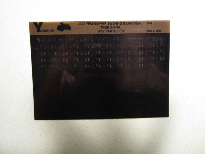 2002 yamaha atv yfm400p hp 2wd big bear real tree microfiche part list catalog  