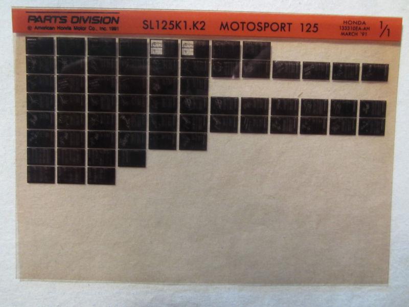 Honda motorcycle sl125k1 k2 motorsport 125 microfiche part catalog sl 125k1 3/91