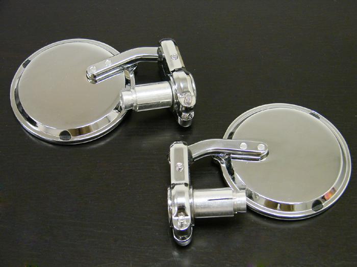 Fully adjustable chrome round cafe racer clubman bar end mirrors for cb xs kz gs