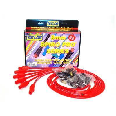 Taylor cable spark plug wires spiro-pro 8mm red straight boots universal l6/v6