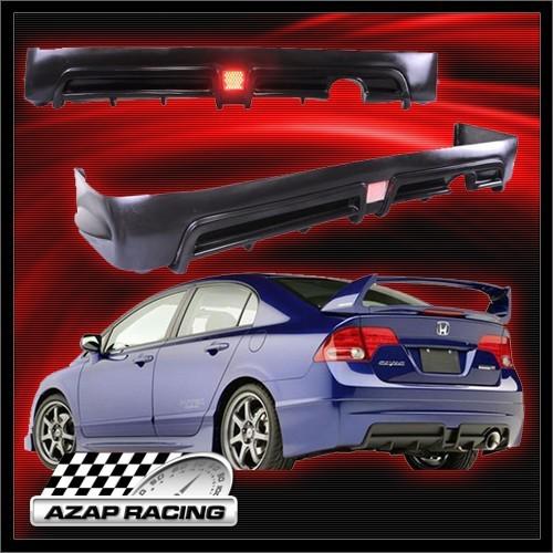 06-12 mug rr style urethane rear bumper lip spoiler for honda civic sedan 4door