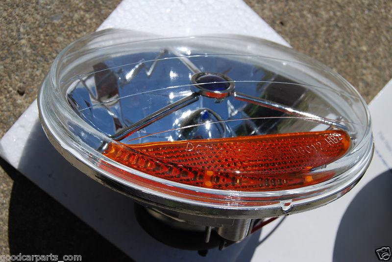 "single" 7 inch classic glass lens headlight diamond tri-bar +yellow turn signal