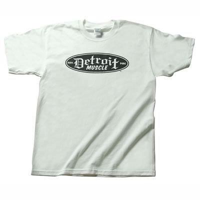 T-shirt cotton detroit muscle/more power more speed logo white men's med 1003w-m