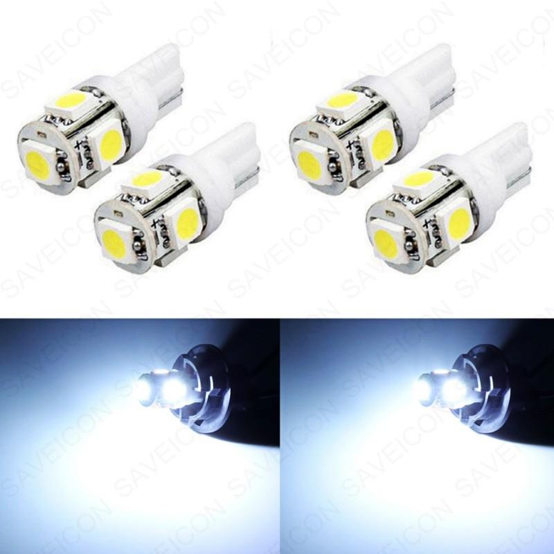 4 x xenon white t10 5-smd 5050 led light bulbs 192 168 194 w5w 2825 158