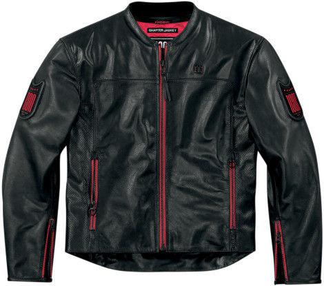 Icon 1000 chapter mens leather motorcycle jacket pursuit black l lg large