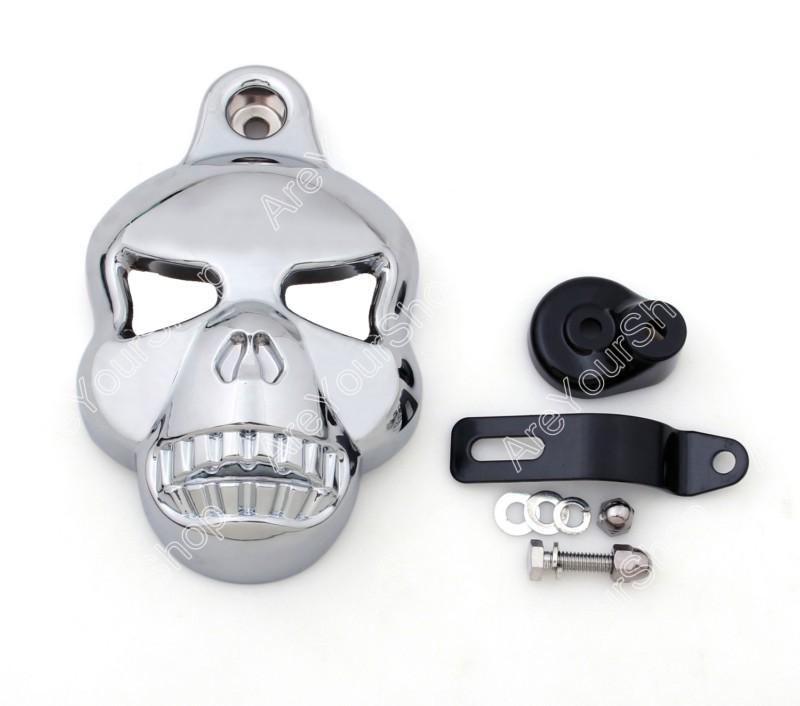 Chrome skull horn cover for harley davidson softail dyna glide big twin electra