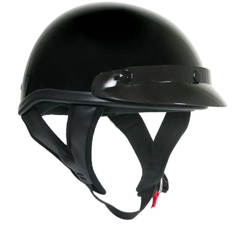 Motorcycle biker glossy black d.o.t. half helmet medium