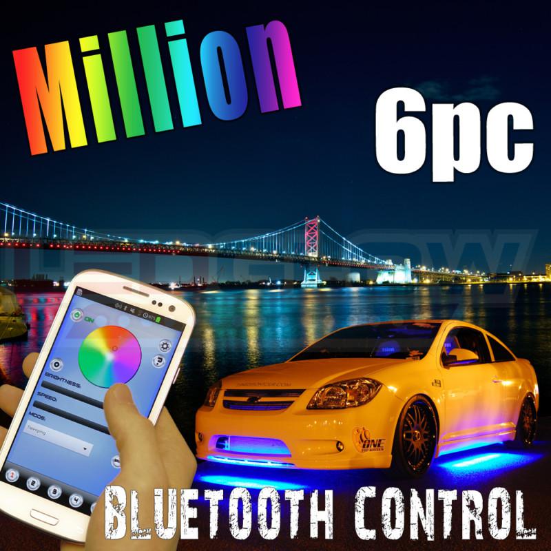 6pc million color led neon undercar & interior lights w. android app control