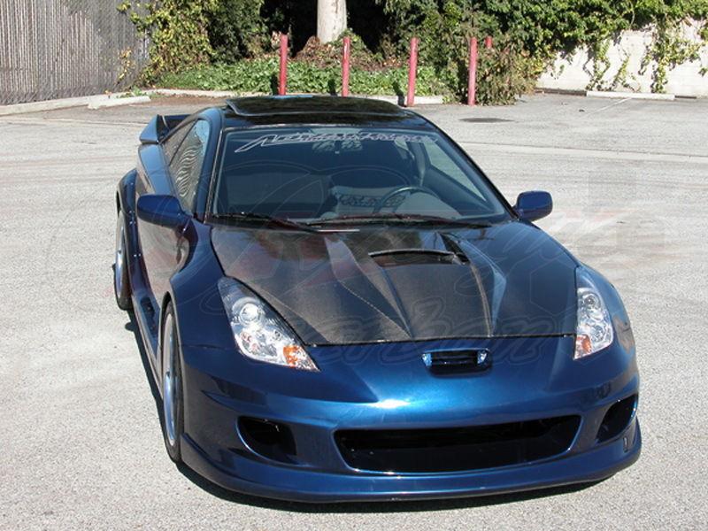 2000-2006 toyota celica trd style functional carbon fiber ram air vented hood