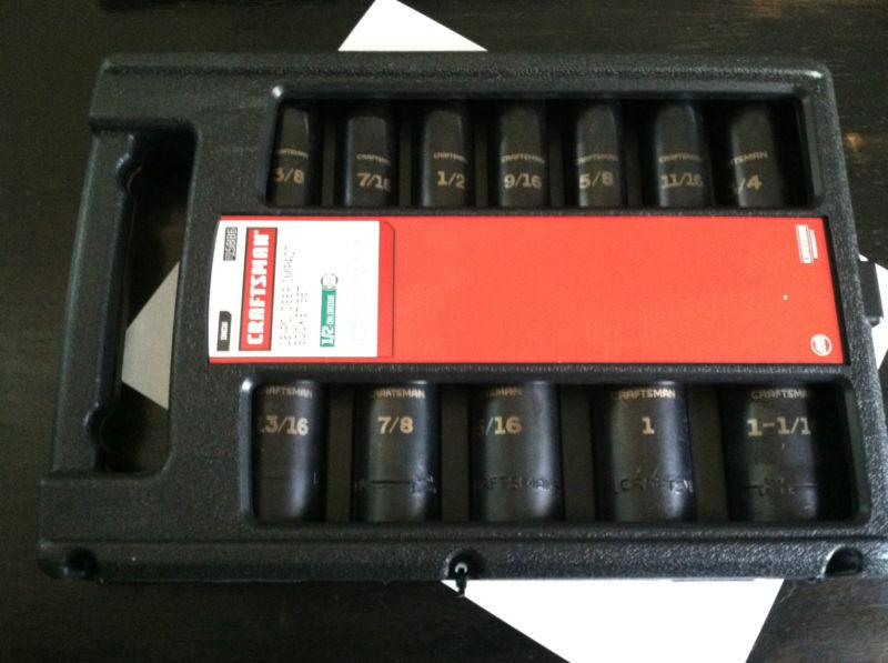 Craftsman tools 1/2" drive inch deep impact socket set new dual marked # 15886