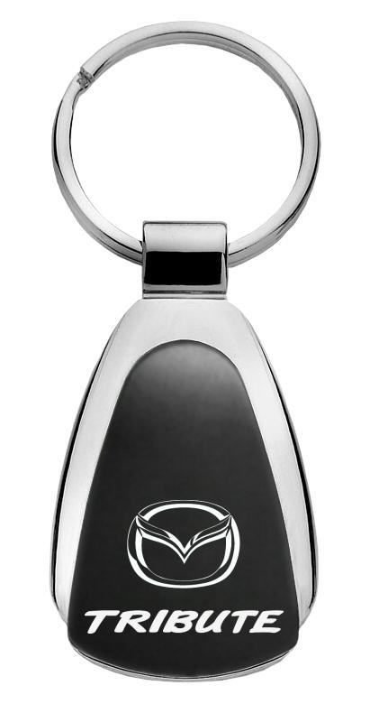 Mazda tribute black tear drop keychain car ring tag key fob logo lanyard