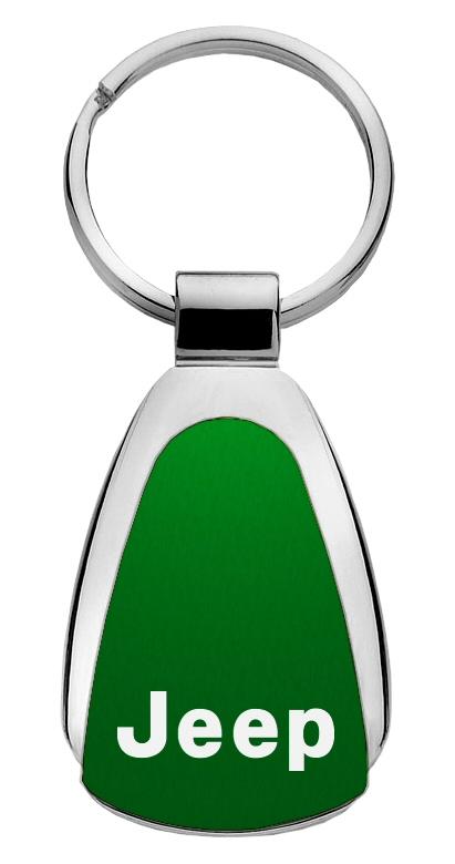 Jeep green green tear drop metal key chain ring tag key fob logo lanyard