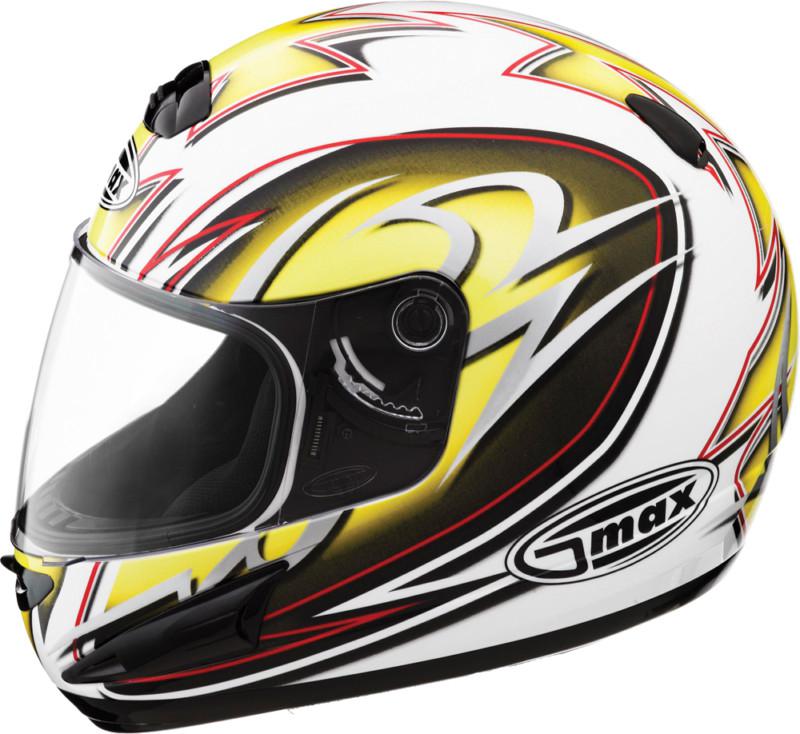 G-max gm38s sierra graphic motorcycle helmet white/yellow/black/silver x-small