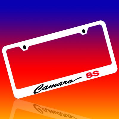 Chevy camaro *ss* engraved license plate frame *script*