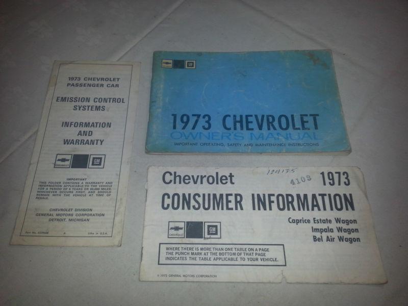 1973 chevrolet impala bel air factory original owners manual 