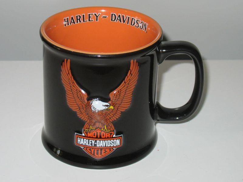 Harley davidson ceramic mug eagle soars bas relief raised nwt