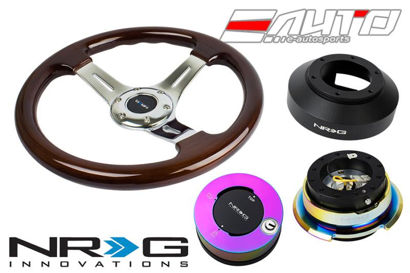 Nrg 330mm brown wood ch spoke steering wheel + 141h hub 2.8 bkmc release lock mc