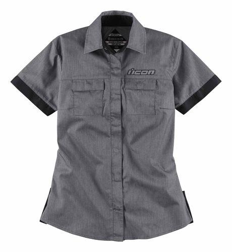 New icon harlequin womens cotton/poly shirt, heather gray, small