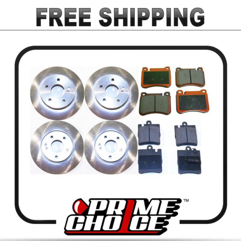 2 complete front & rear pair 4 disc brake rotors and 8 ceramic pads full set kit