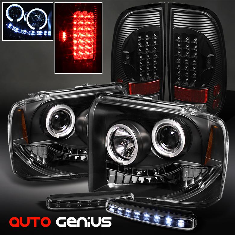 05-07 f2/3/450 black projector headlights + led tail lights + daytime led drl