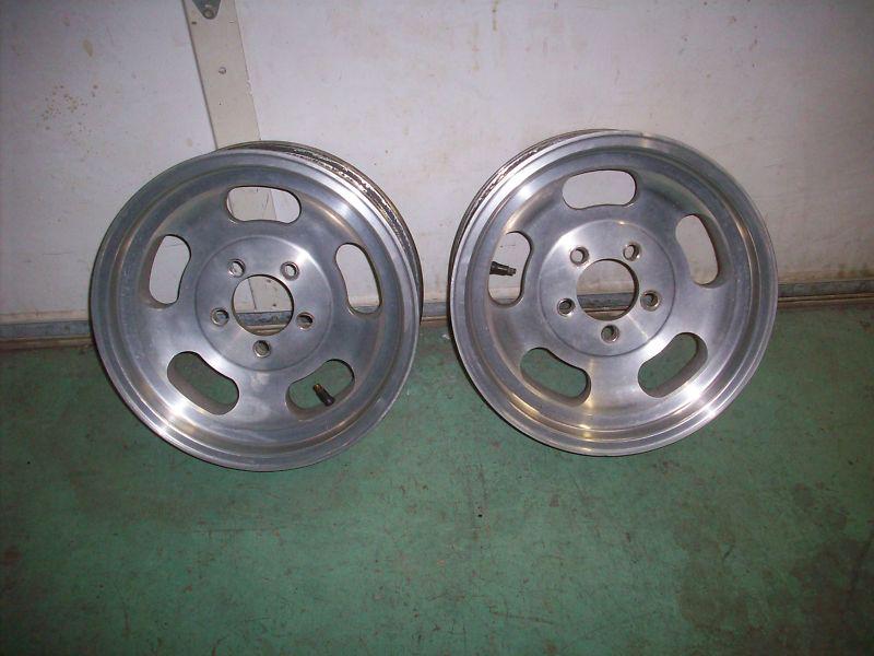 Vintage 1960's ansen 15x4.5 aluminum slot skinny front wheels pr gm ford gasser