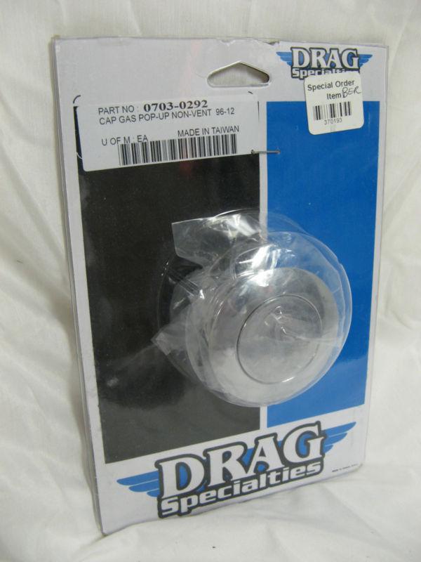 Drag specialties chrome pop up non vent gas cap harley davidson lh thd 0703-0292