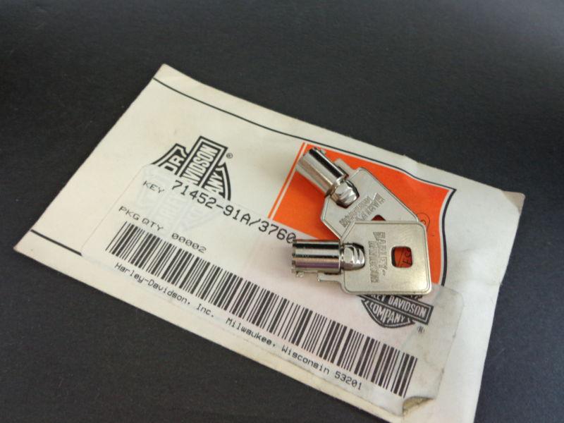 Harley davidson barrel key ignition/fork lock key set 71452-91a 3760