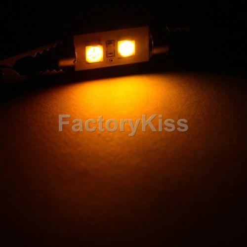 Gau canbus error-free 39mm 2-smd led car festoon amber light bulbs #396