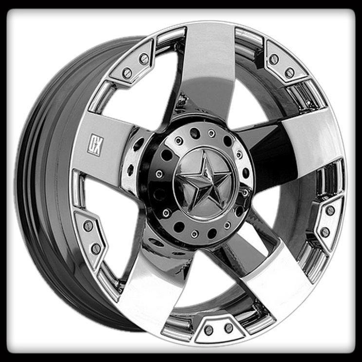 17" x 8" xd rockstar xd775 chrome rims & nitto lt265/70/17 terra grappler wheels