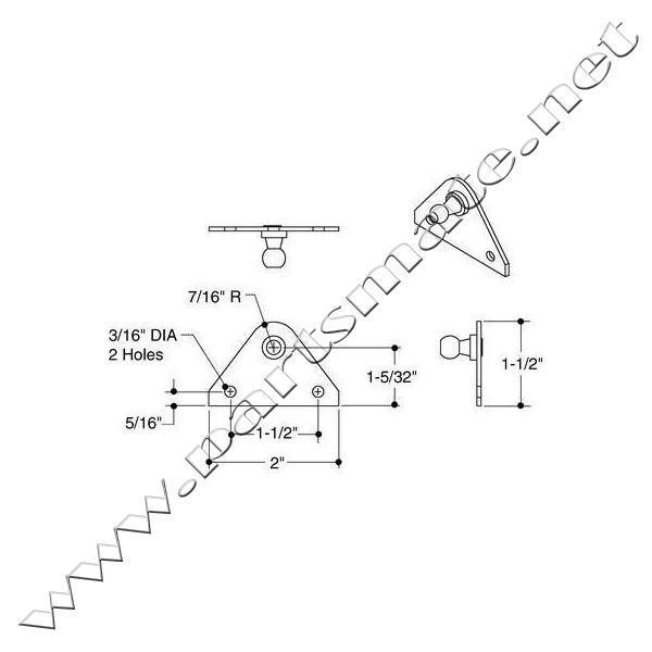 Attwood sl40ssp37 gas spring mounting hardware / 40 series s.s.