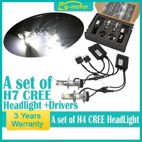 2x h7 led high beam cree 50w 1800lm car led headlight bulbs for ford volkswagen