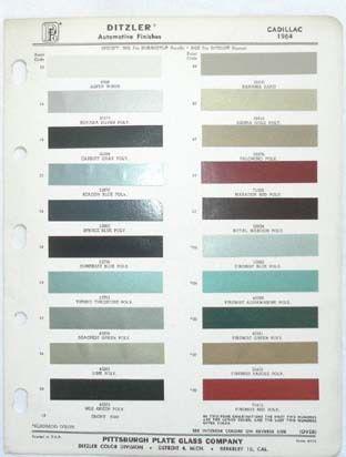 1965 cadillac ppg  color paint chip chart all models original 