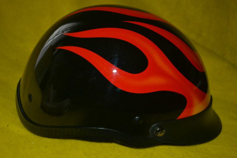 Hci dot half helmet skid lid motorcycle flame  xxl