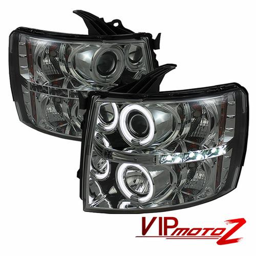 New pair ccfl halo led projector headligh left+right set 07-2013 chevy silverado