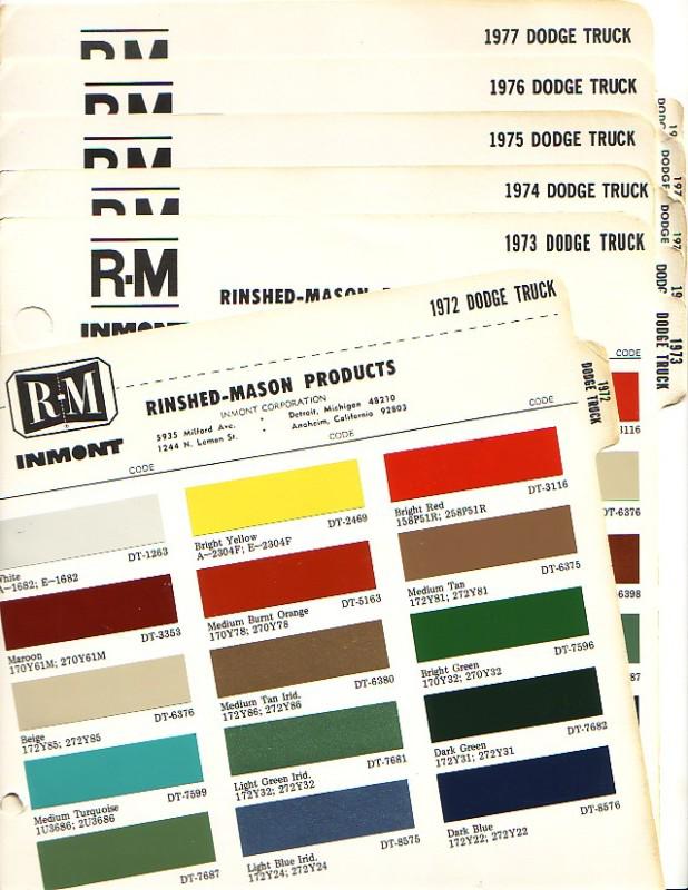 1973 Dodge Paint Color Chart