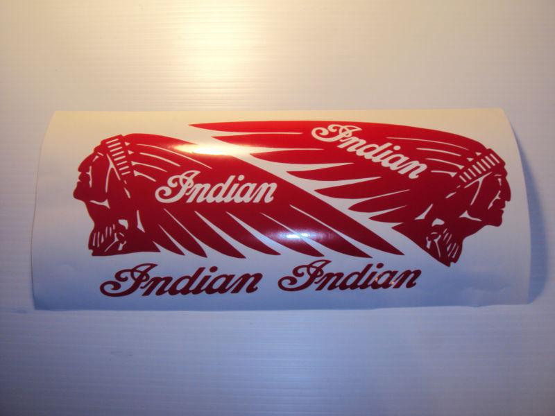  indian chief 10 x 4 inch red motorcycle decals