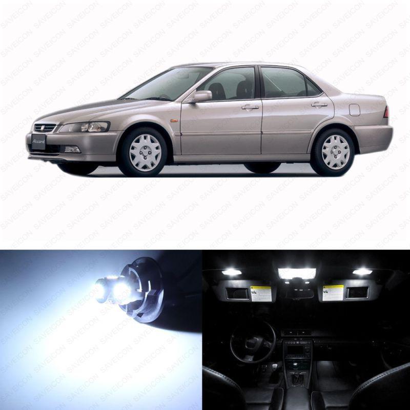 8 x white led lights interior package for honda accord 1994 - 1997 sedan 1