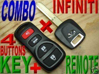 New infiniti transponder chip key + 4button keyless entry remote fob clicker td2