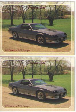 1982 chevy camaro z-28 baseball card sized cards - lot of 2 - must see !! - z28