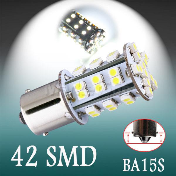 1156 ba15s 42 smd pure white tail brake turn parking led car light bulb lamp